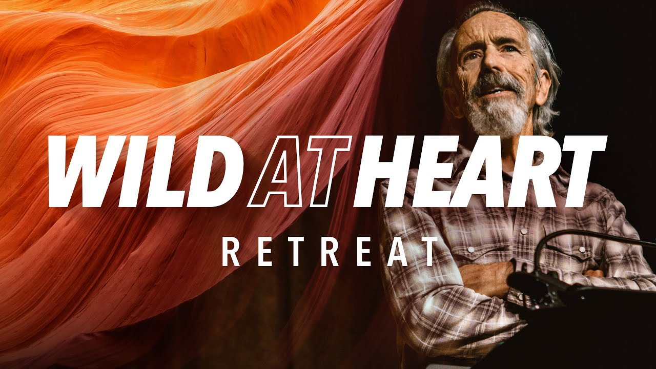 "Wild at Heart Retreat," promoting Events - Bear Paw Camp, overlaid on a background of orange rock formations.